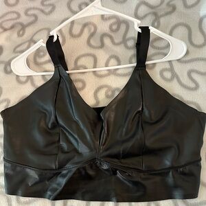 BNWOT Plus Size Black faux leather bralette - sz 2x